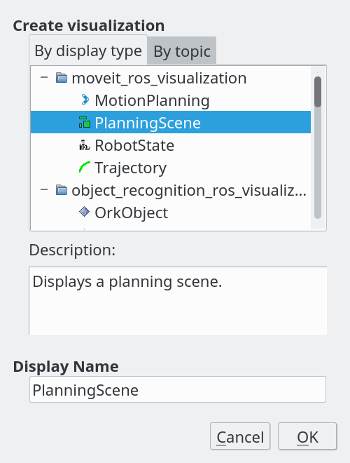 Adding planning scene to RViz
